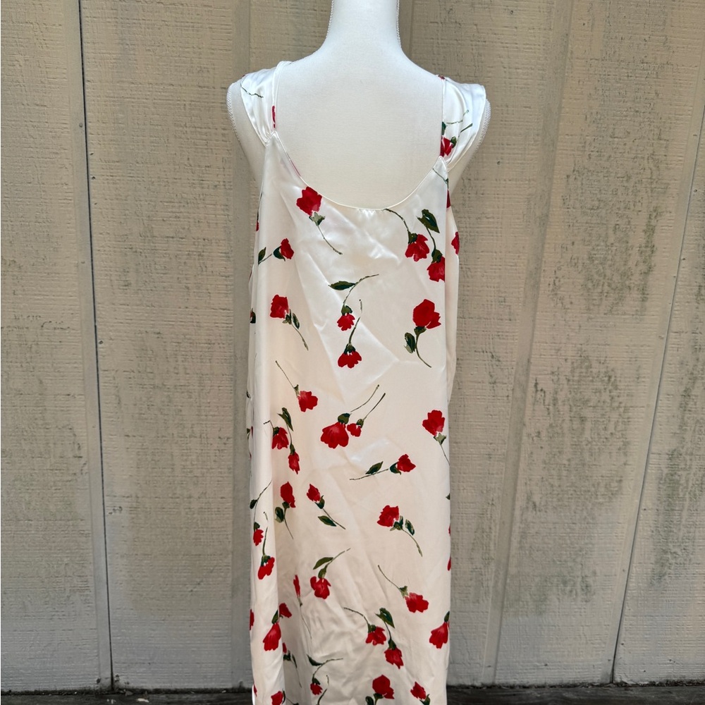 Barbizon Vintage Elegant Floral Chemise in White and Red - Picture 5 of 6